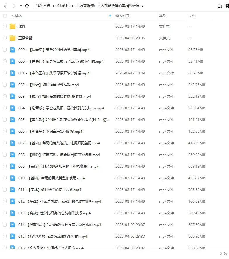 图片[1]-百万剪辑狮人人都能听懂的剪辑思维课2024年（画质清晰带素材）-造集CREASETS