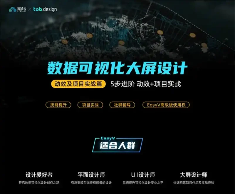 数据可视化大屏设计-动效及项目实战篇（画质清晰带素材）-造集CREASETS