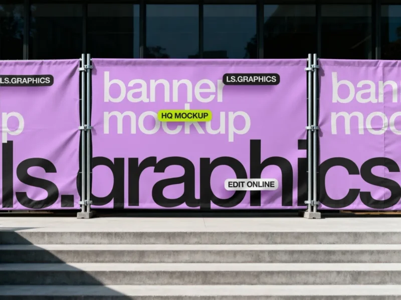 户外大型横幅广告展位样机-造集CREASETS