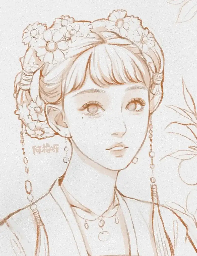 图片[3]-【阿花】少女风头像线稿团练第2期2021年4月（画质清晰带笔刷）-造集CREASETS