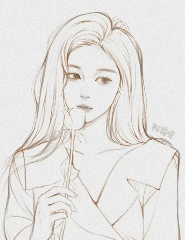 【阿花】少女风头像线稿团练第2期2021年4月（画质清晰带笔刷）-造集CREASETS