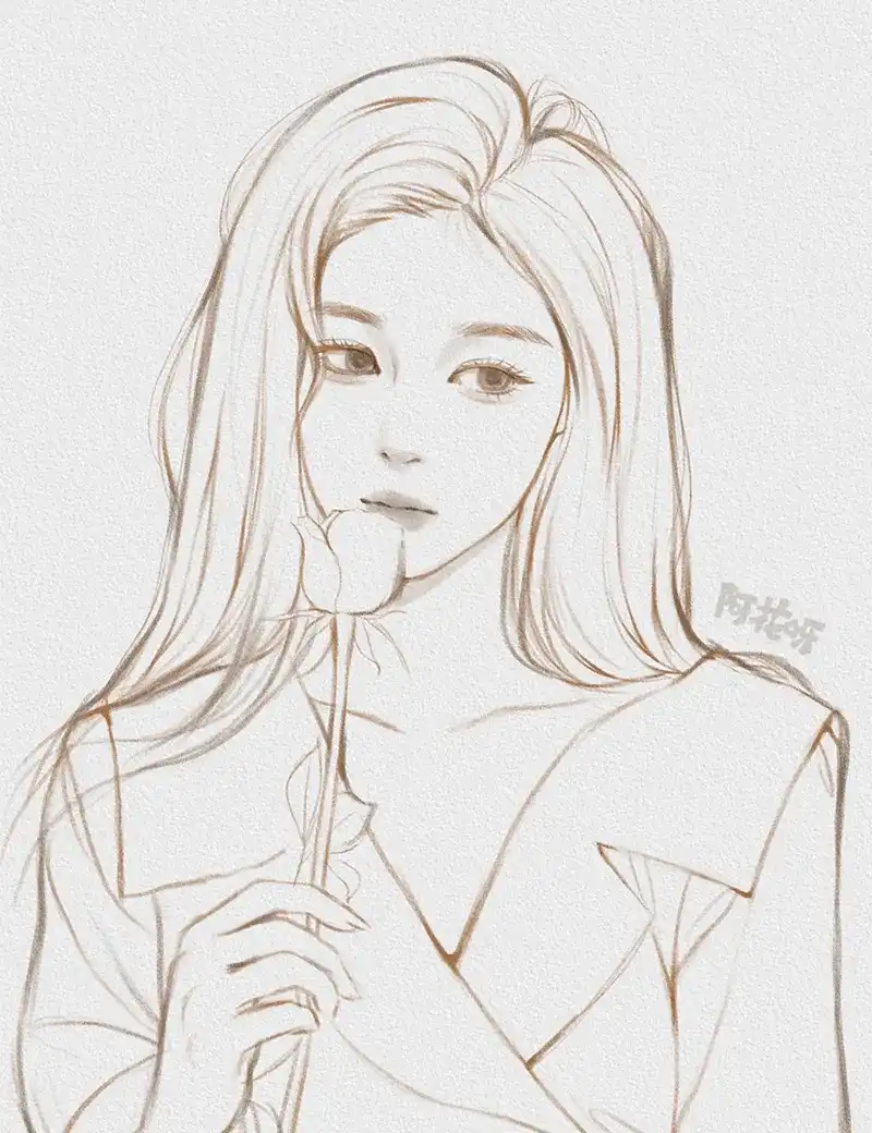 图片[1]-【阿花】少女风头像线稿团练第2期2021年4月（画质清晰带笔刷）-造集CREASETS