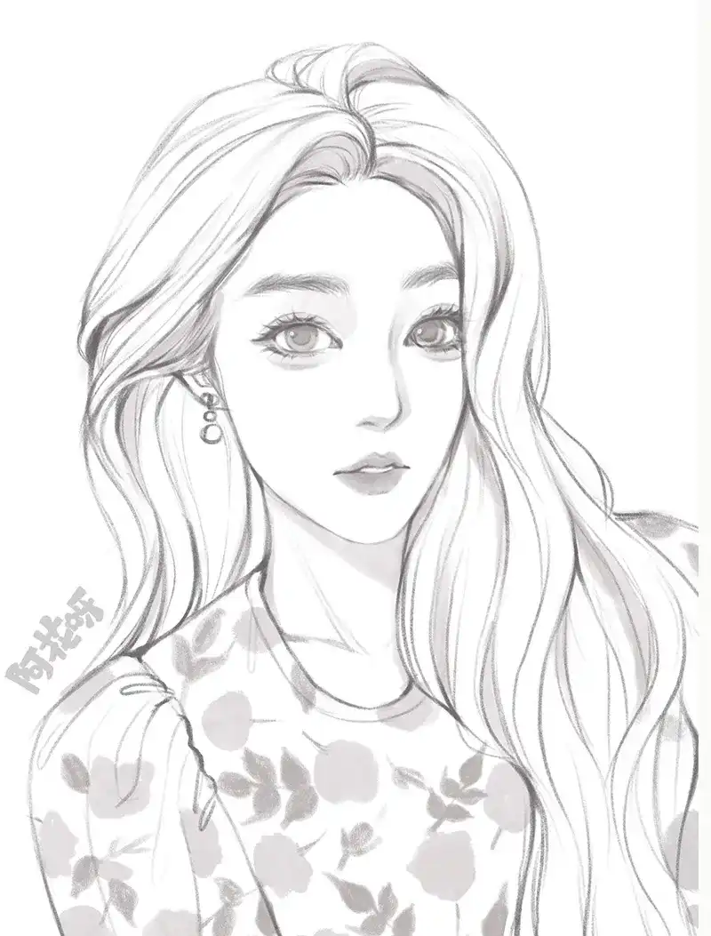 图片[2]-【阿花】少女风头像线稿团练第2期2021年4月（画质清晰带笔刷）-造集CREASETS