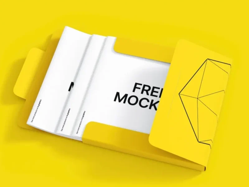 硬纸板文件夹与宣传册样机-造集CREASETS