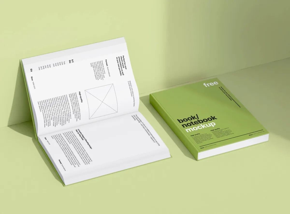 图片[1]-绿色封面上的两个书籍样机-造集CREASETS