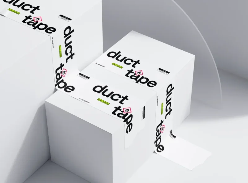 白色方块上的三个胶带盒样机-造集CREASETS