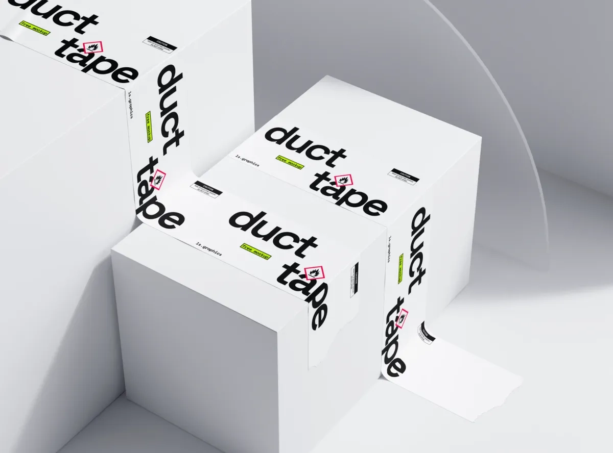 图片[1]-白色方块上的三个胶带盒样机-造集CREASETS